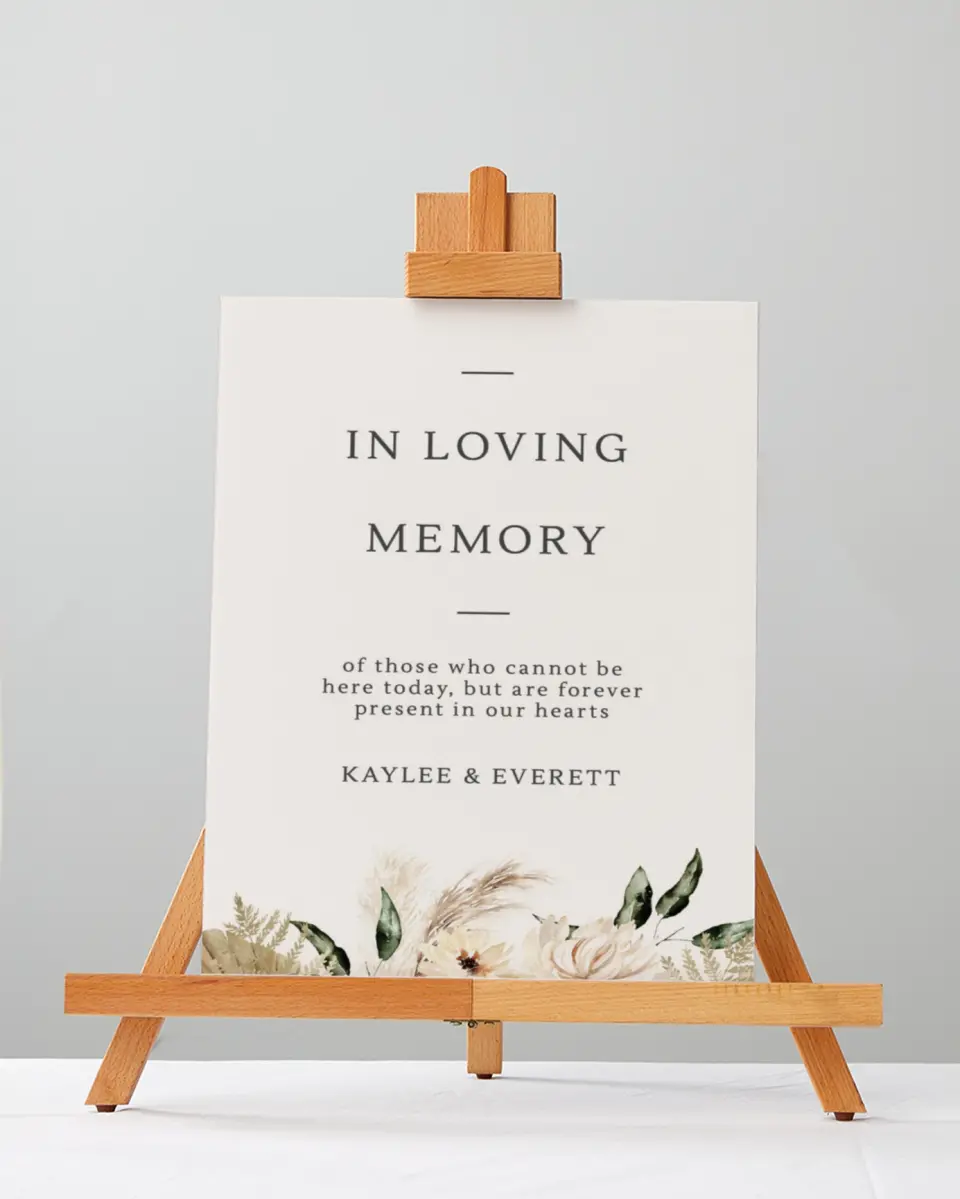 This is a 5" x 7" Loving Memory Sign called Serene Flora printed in full color