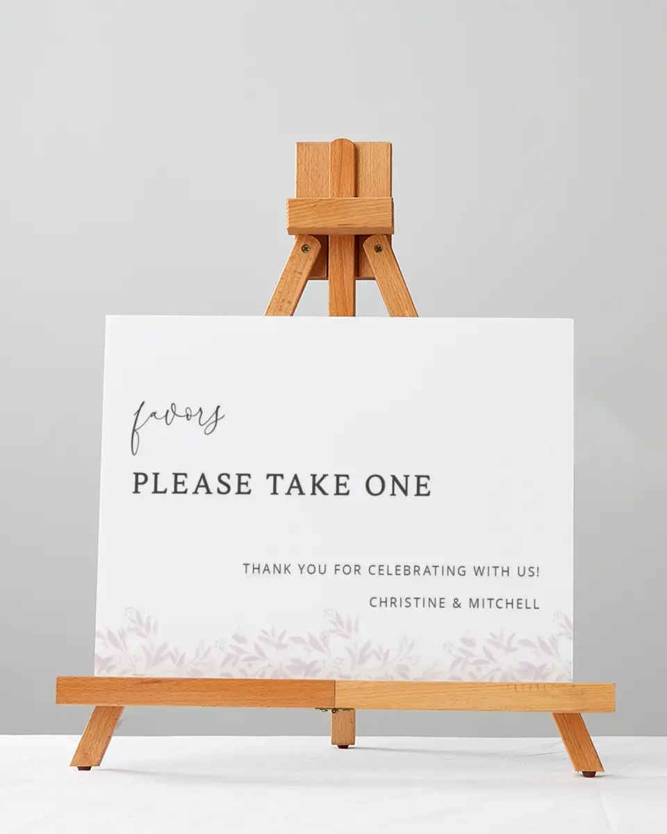This is a 5" x 7" Favor Sign called Lush Leaves printed in full color
