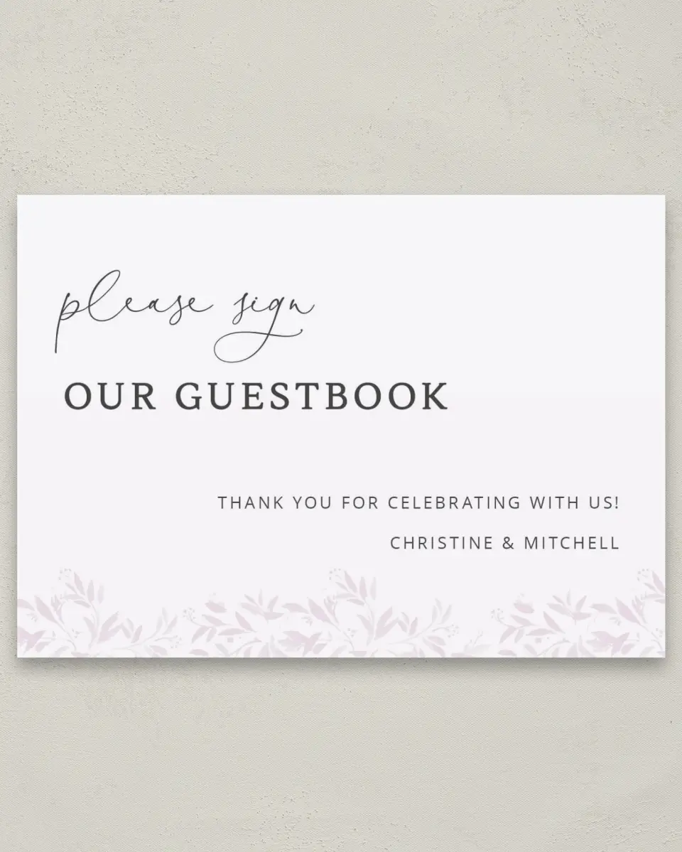 This is a 5" x 7" Guest Book Sign called Lush Leaves printed in full color