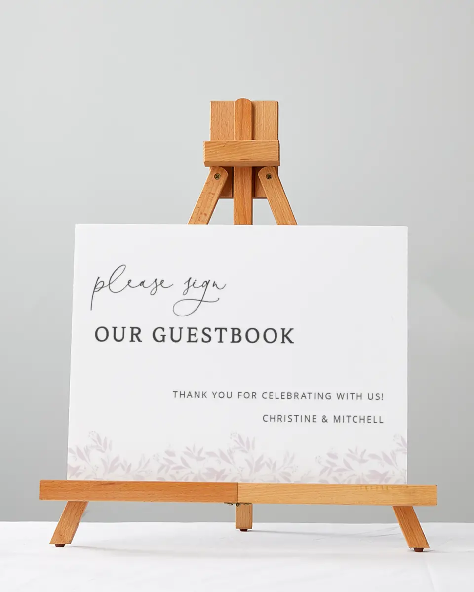 This is a 5" x 7" Guest Book Sign called Lush Leaves printed in full color