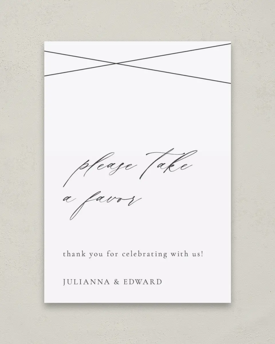 This is a 5" x 7" Favor Sign called Distinct Lines printed in full color