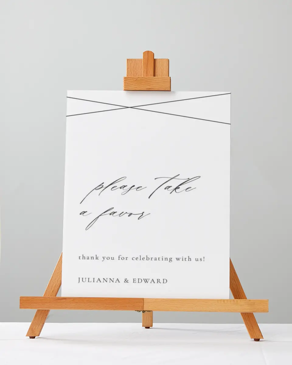 This is a 5" x 7" Favor Sign called Distinct Lines printed in full color
