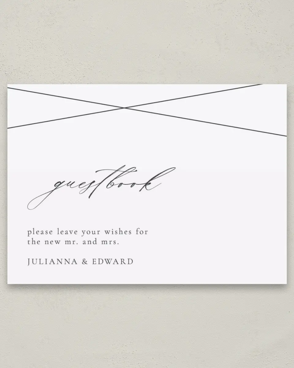 This is a 5" x 7" Guest Book Sign called Distinct Lines printed in full color