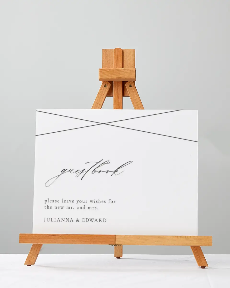 This is a 5" x 7" Guest Book Sign called Distinct Lines printed in full color with Gold foil