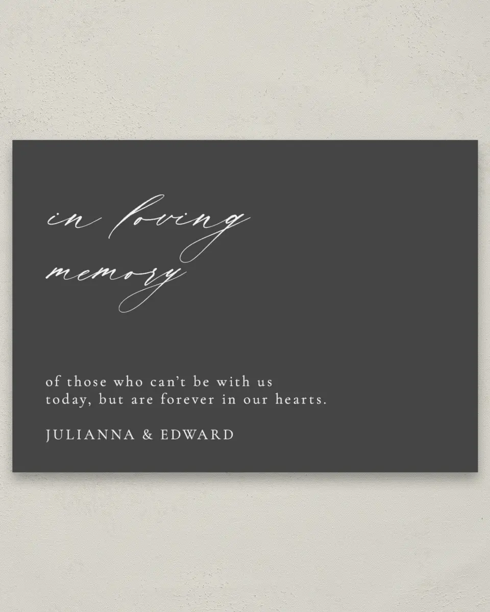 This is a 5" x 7" Loving Memory Sign called Distinct Lines printed in full color