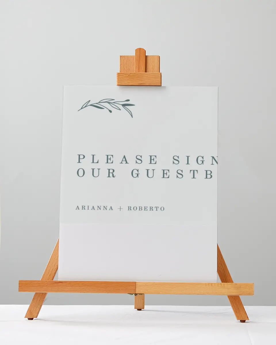 This is a 5" x 7" Guest Book Sign called Growing Arc printed in full color with Gold foil