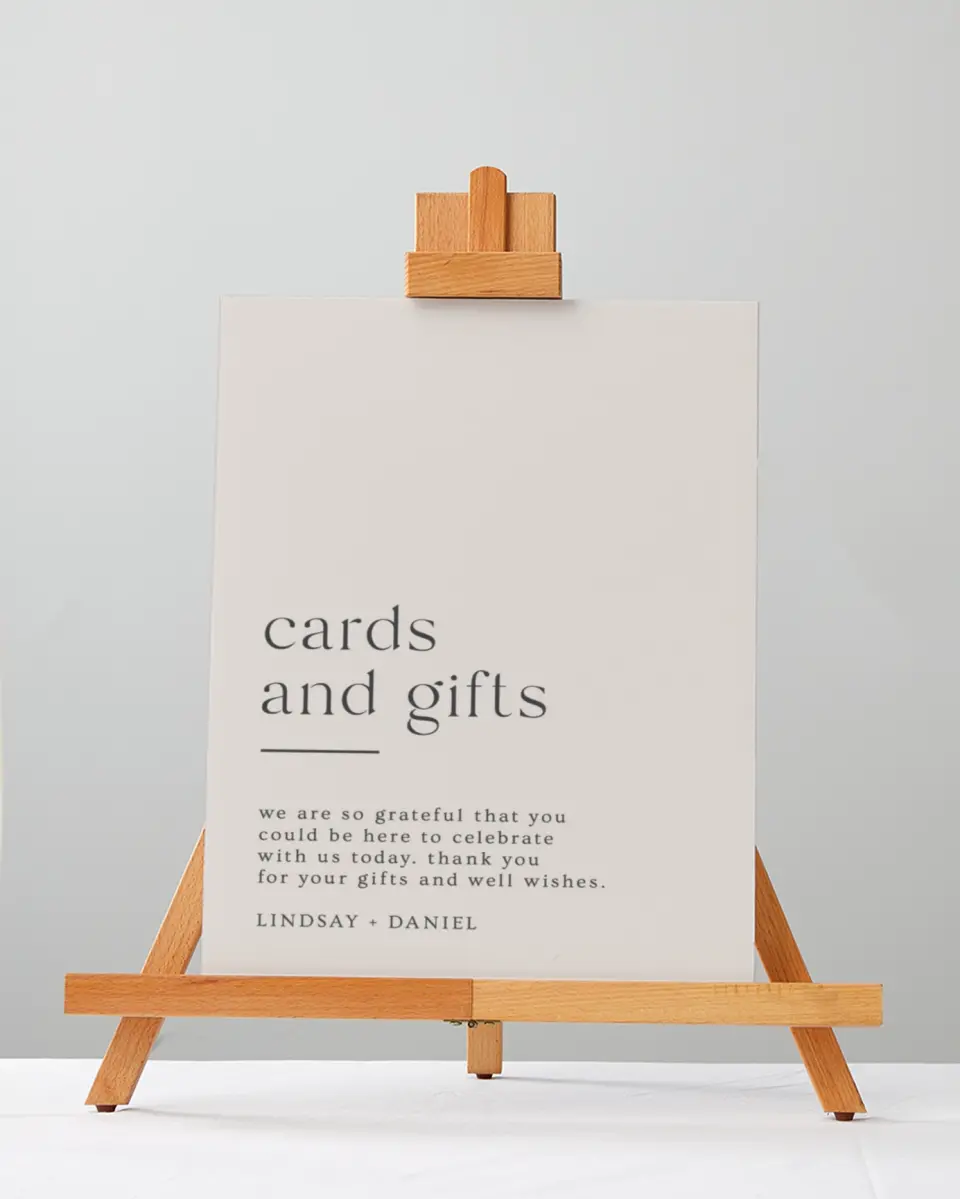 This is a 5" x 7" Cards & Gifts Sign called Simple Gathering printed in full color