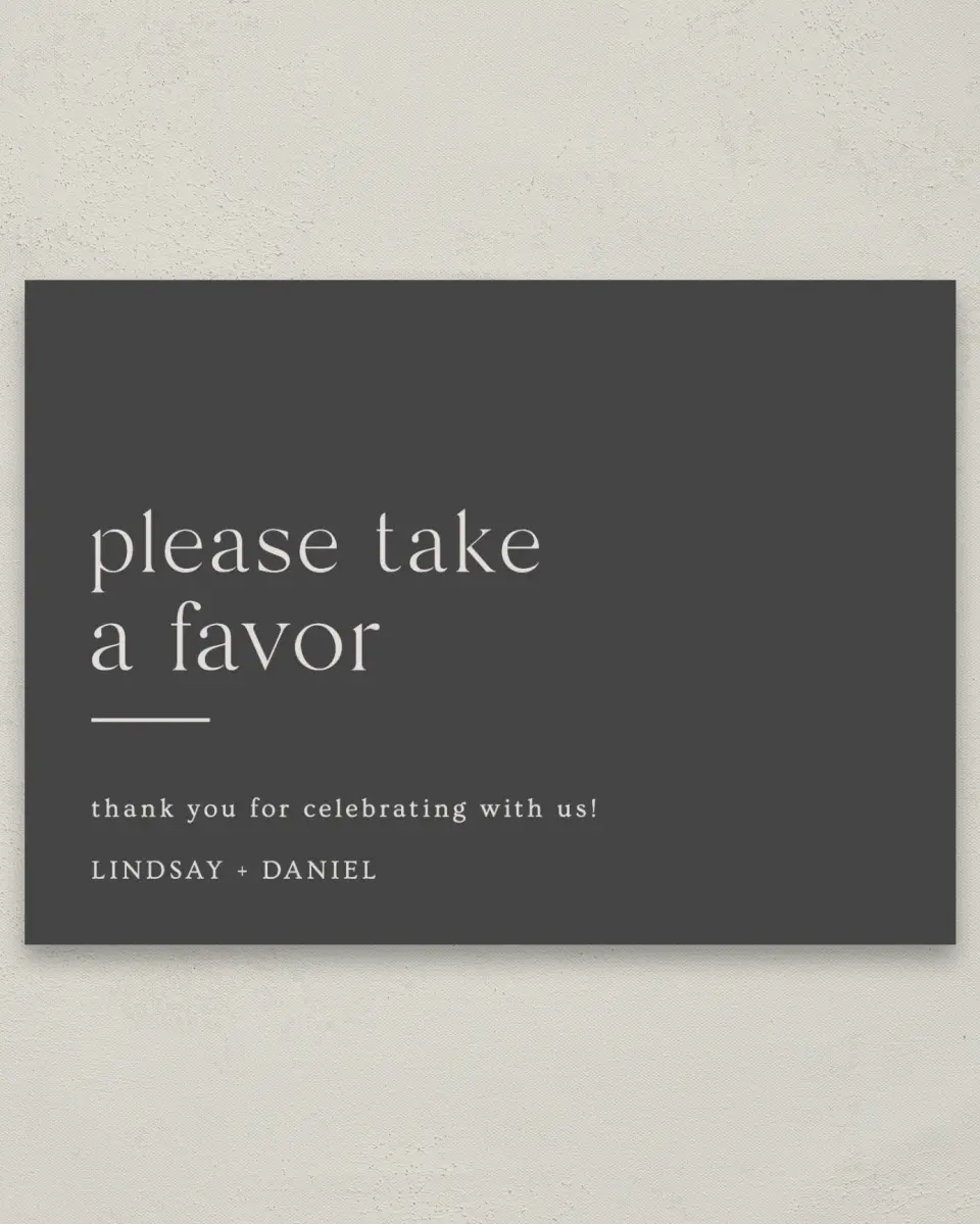 This is a 5" x 7" Favor Sign called Simple Gathering printed in full color
