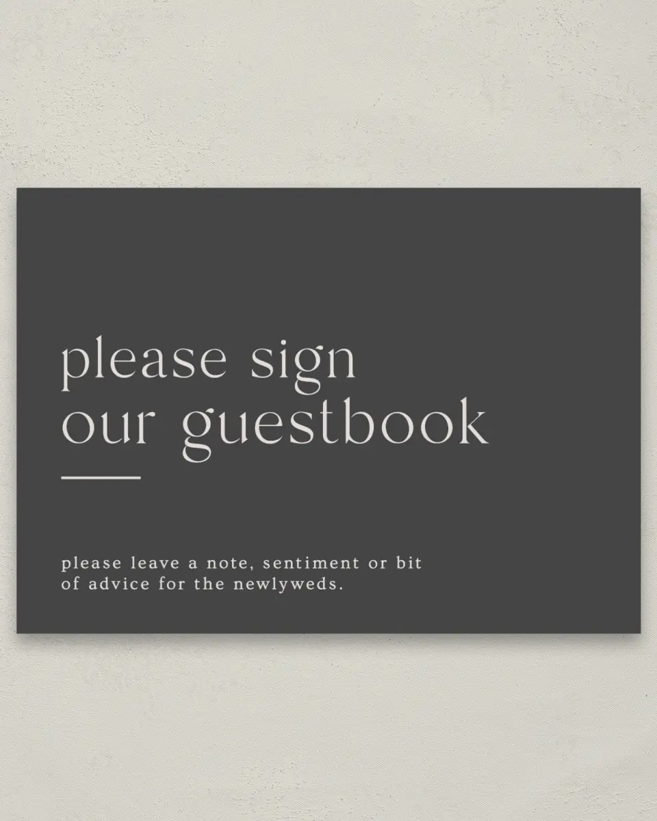 This is a 5" x 7" Guest Book Sign called Simple Gathering printed in full color