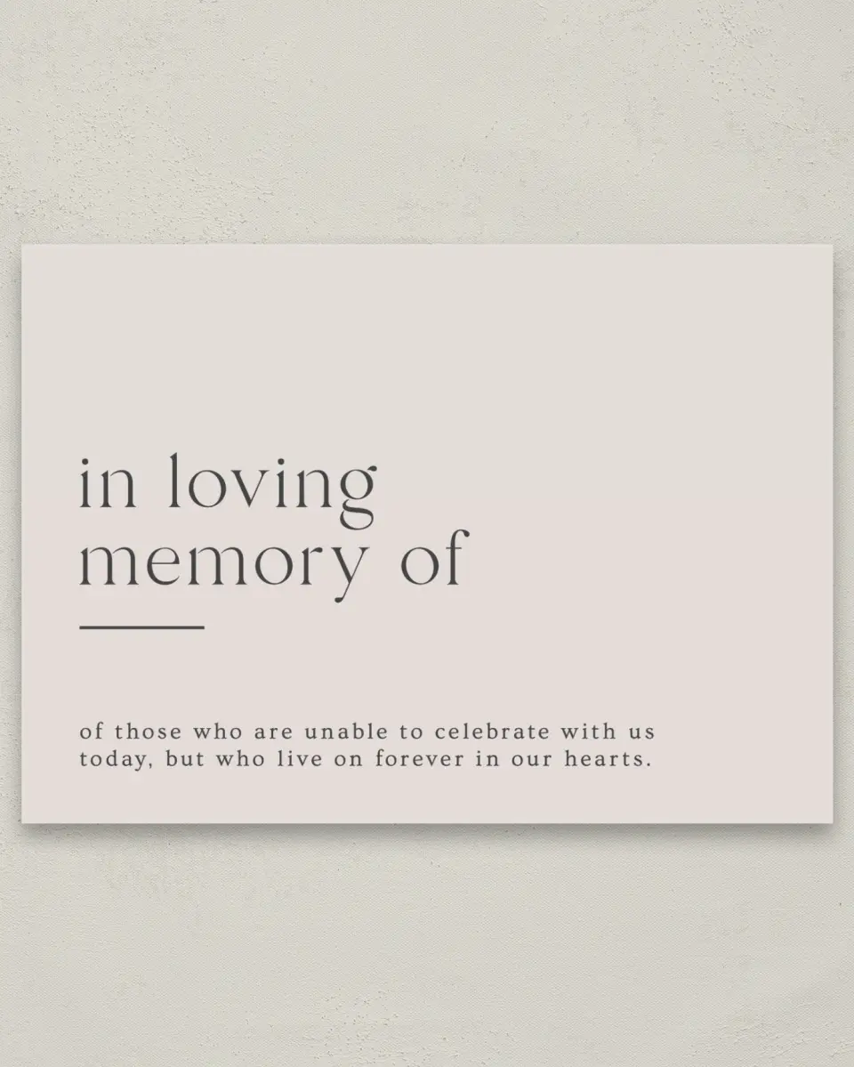This is a 5" x 7" Loving Memory Sign called Simple Gathering printed in full color