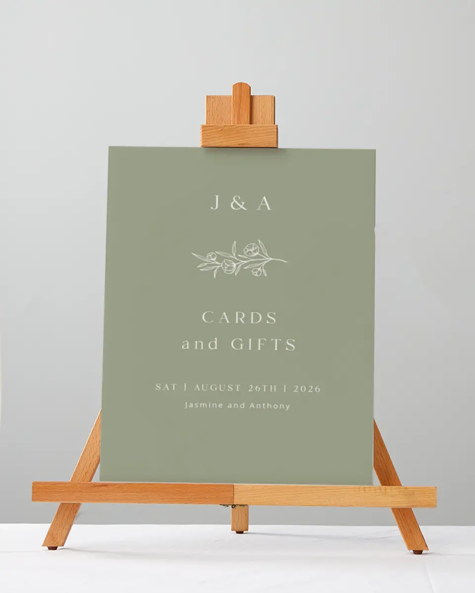 This is a 5" x 7" Cards & Gifts Sign called The Jasmine printed in full color