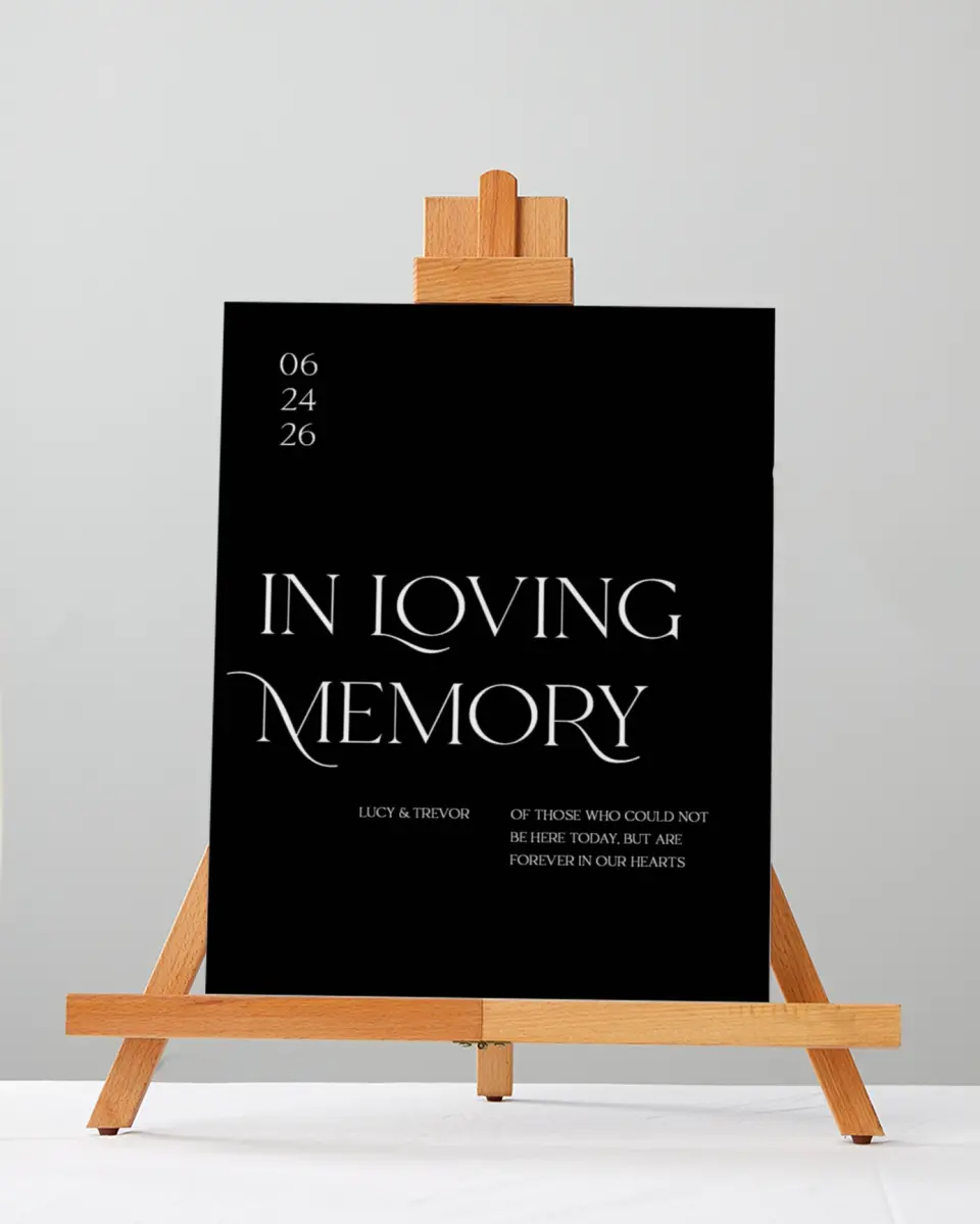 This is a 5" x 7" Loving Memory Sign called The Lucy printed in full color
