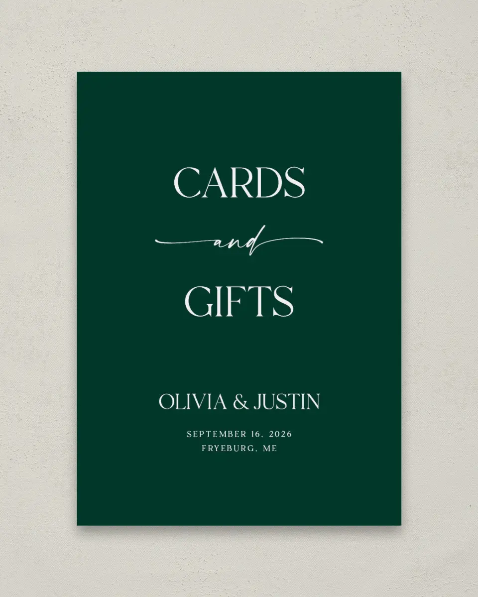This is a 5" x 7" Cards & Gifts Sign called The Olivia printed in full color