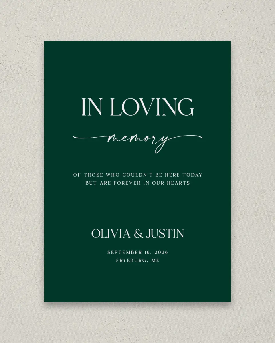 This is a 5" x 7" Loving Memory Sign called The Olivia printed in full color