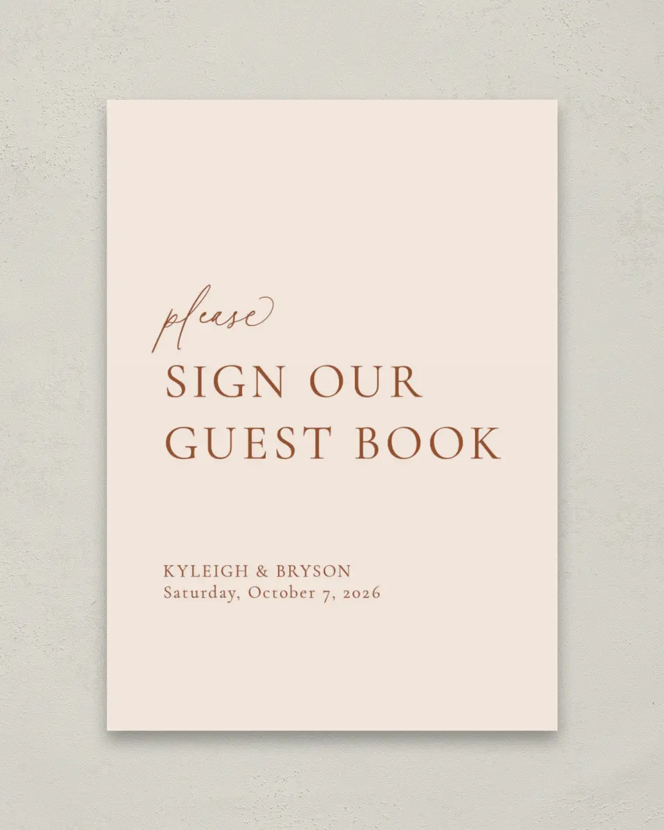 This is a 5" x 7" Guest Book Sign called The Kyleigh printed in full color