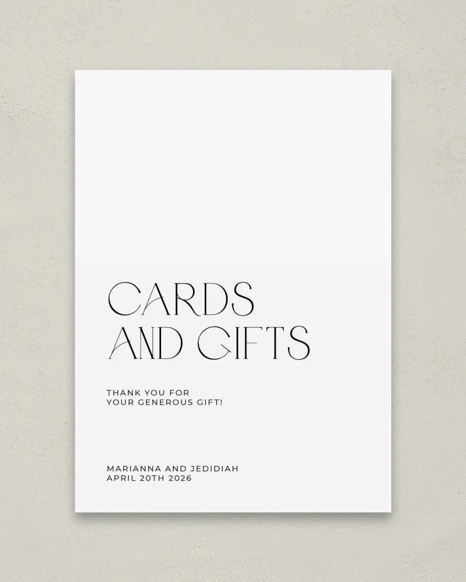 This is a 5" x 7" Cards & Gifts Sign called Blissful Vows printed in full color