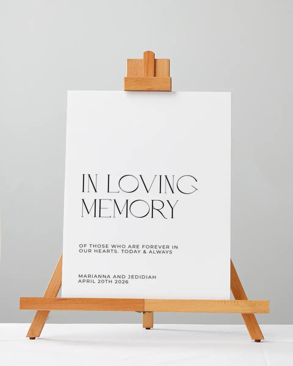 This is a 5" x 7" Loving Memory Sign called Blissful Vows printed in full color