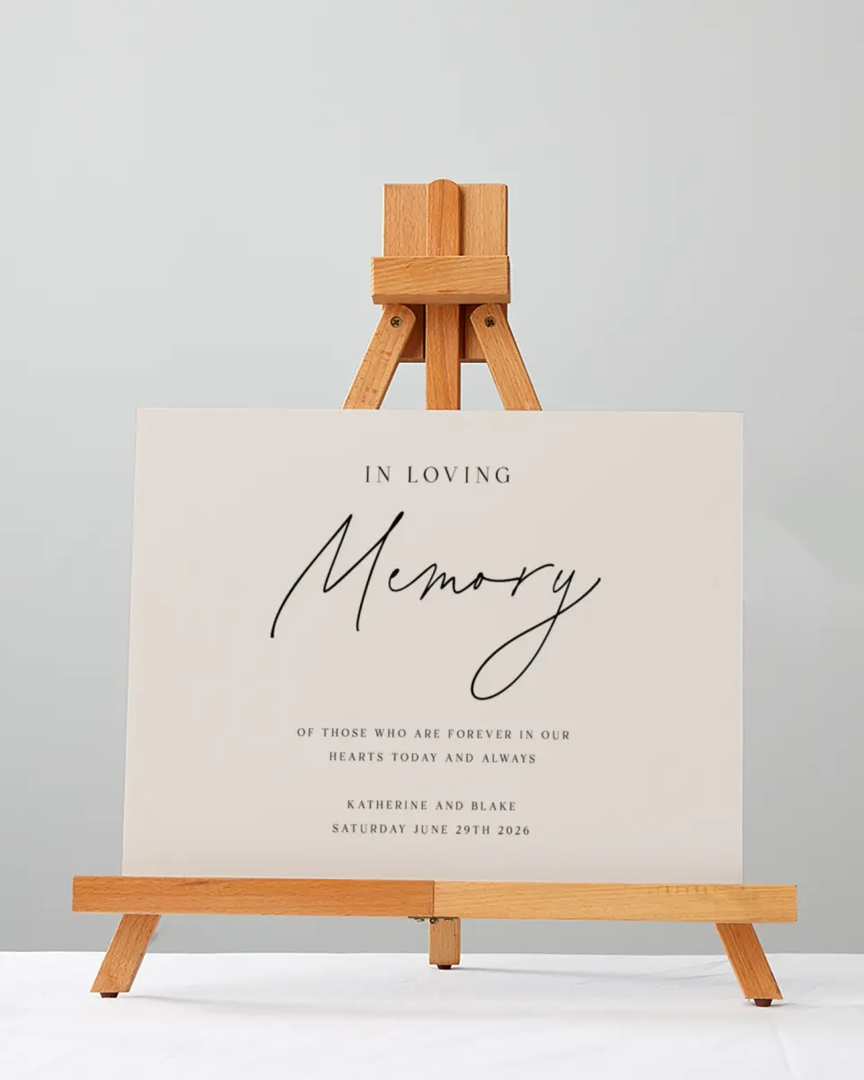 This is a 5" x 7" Loving Memory Sign called Simple Elegance printed in full color