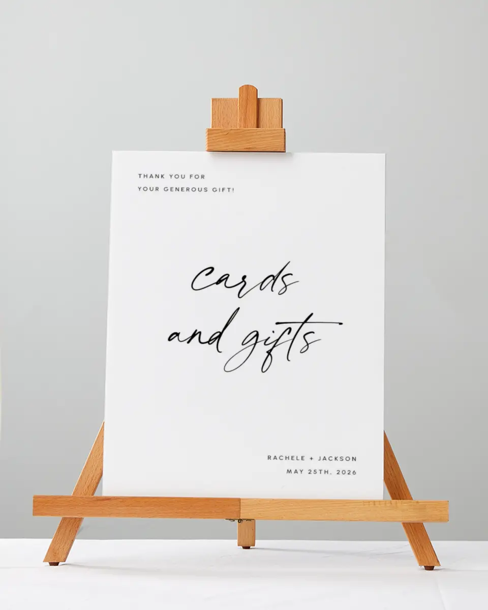 This is a 5" x 7" Cards & Gifts Sign called Modern Simplicity printed in full color