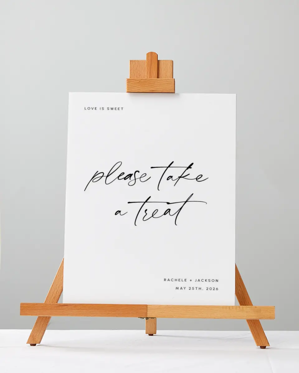 This is a 5" x 7" Favor Sign called Modern Simplicity printed in full color
