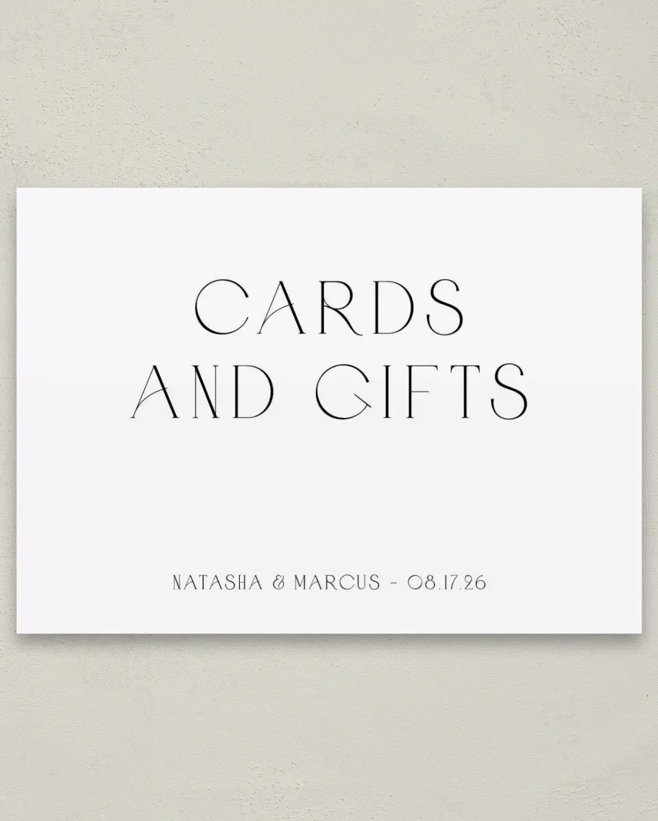 This is a 5" x 7" Cards & Gifts Sign called Understated Elegance printed in full color