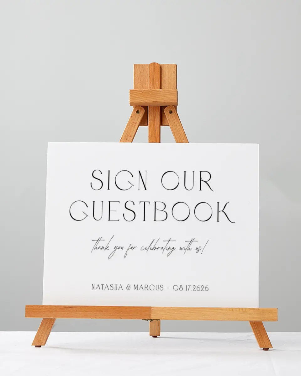 This is a 5" x 7" Guest Book Sign called Understated Elegance printed in full color