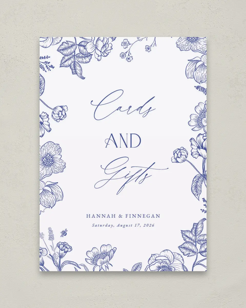 This is a 5" x 7" Cards & Gifts Sign called Modern Chinoiserie printed in full color