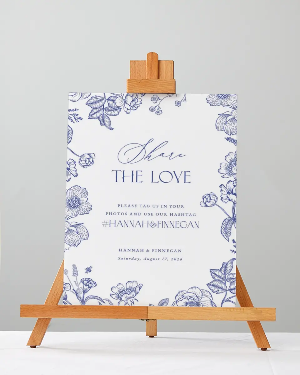 This is a 5" x 7" Share the Love Sign called Modern Chinoiserie printed in full color with Gold foil