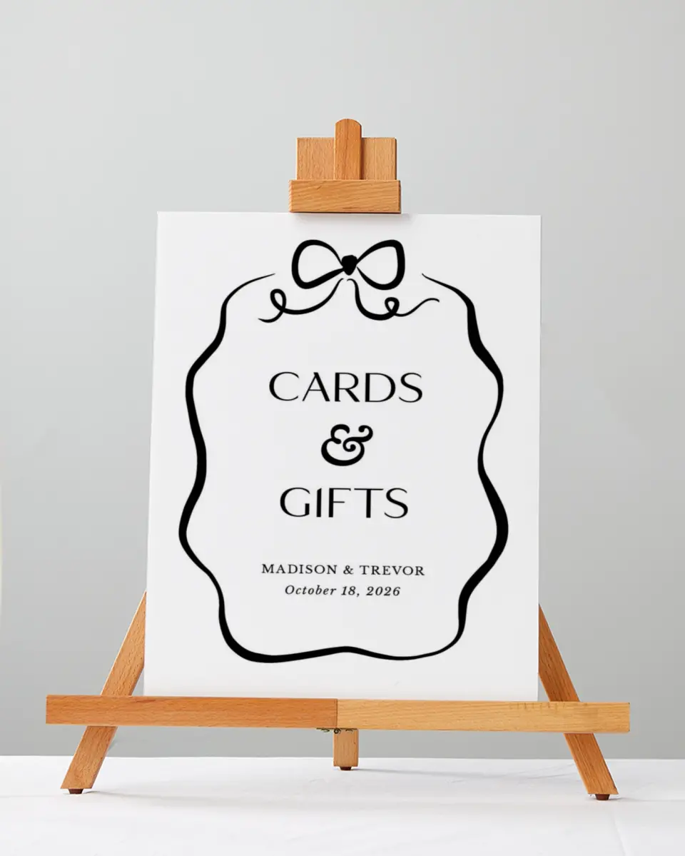This is a 5" x 7" Cards & Gifts Sign called The Madison printed in full color with Gold foil