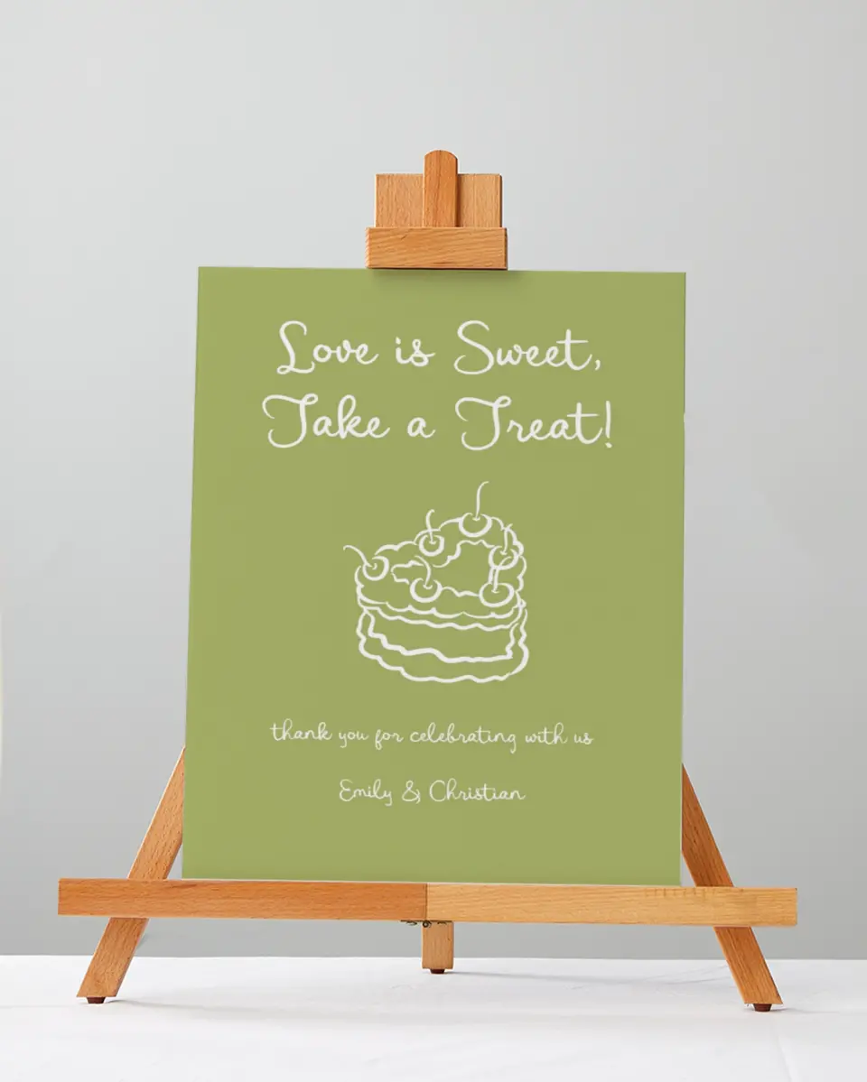 This is a 5" x 7" Favor Sign called Wedding Whimsy printed in full color