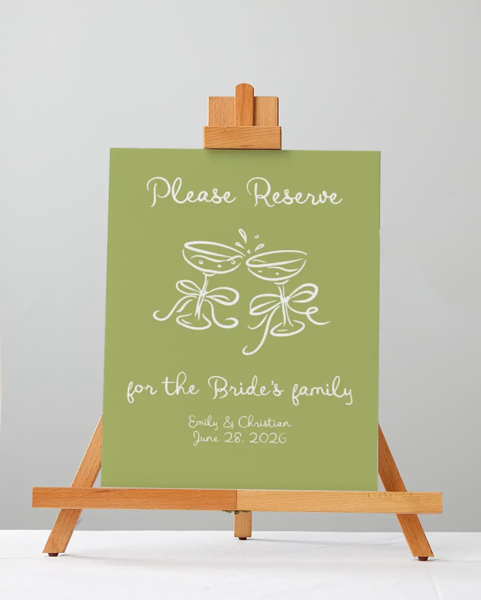 This is a 5" x 7" Reserved Seating Sign called Wedding Whimsy printed in full color
