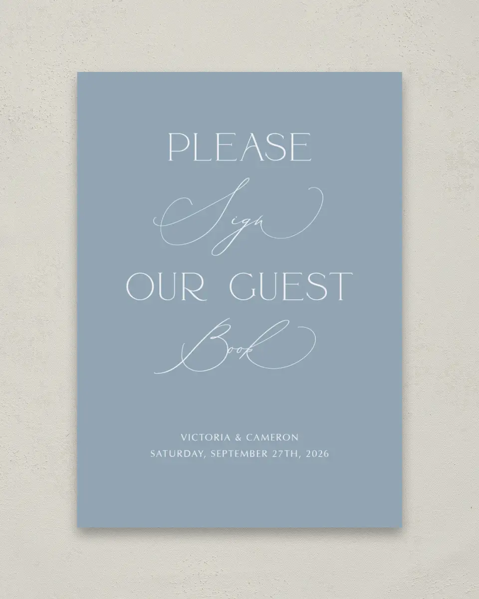 This is a 5" x 7" Guest Book Sign called The Victoria printed in full color