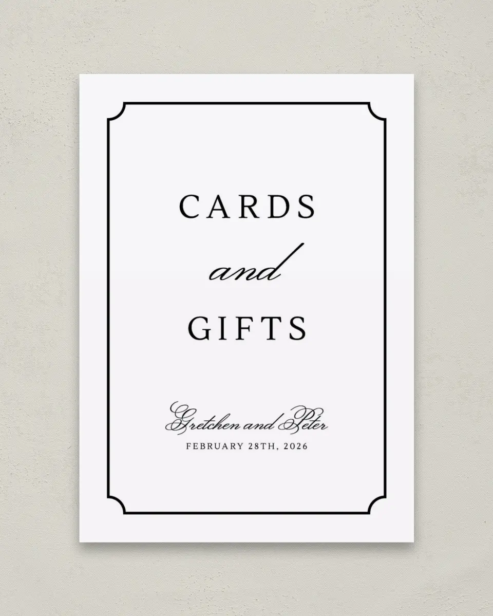 This is a 5" x 7" Cards & Gifts Sign called Elegant Tradition printed in full color