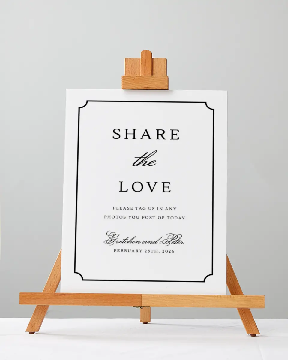 This is a 5" x 7" Share the Love Sign called Elegant Tradition printed in full color with Gold foil