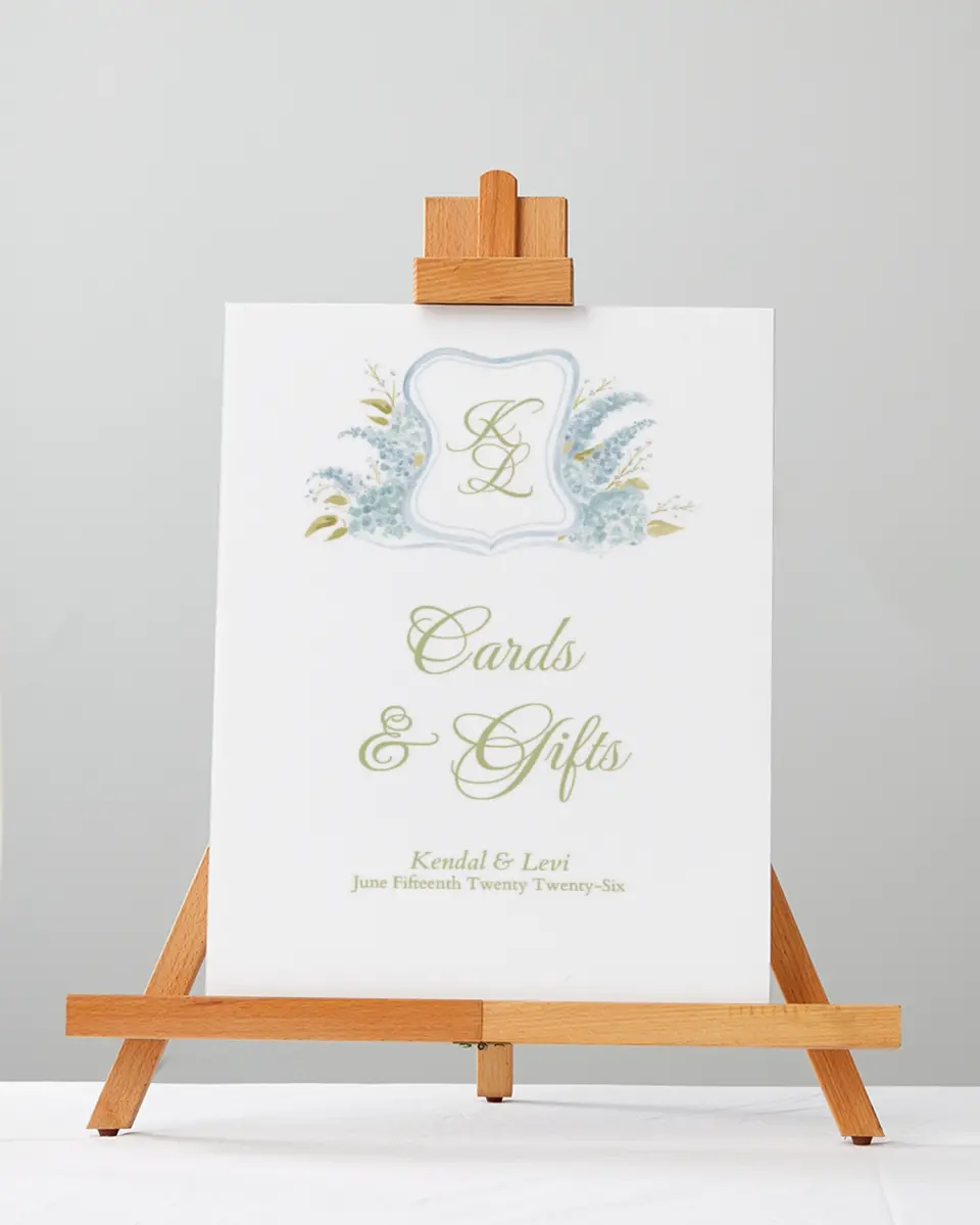 This is a 5" x 7" Cards & Gifts Sign called Southern Belle printed in full color with Rose Gold foil