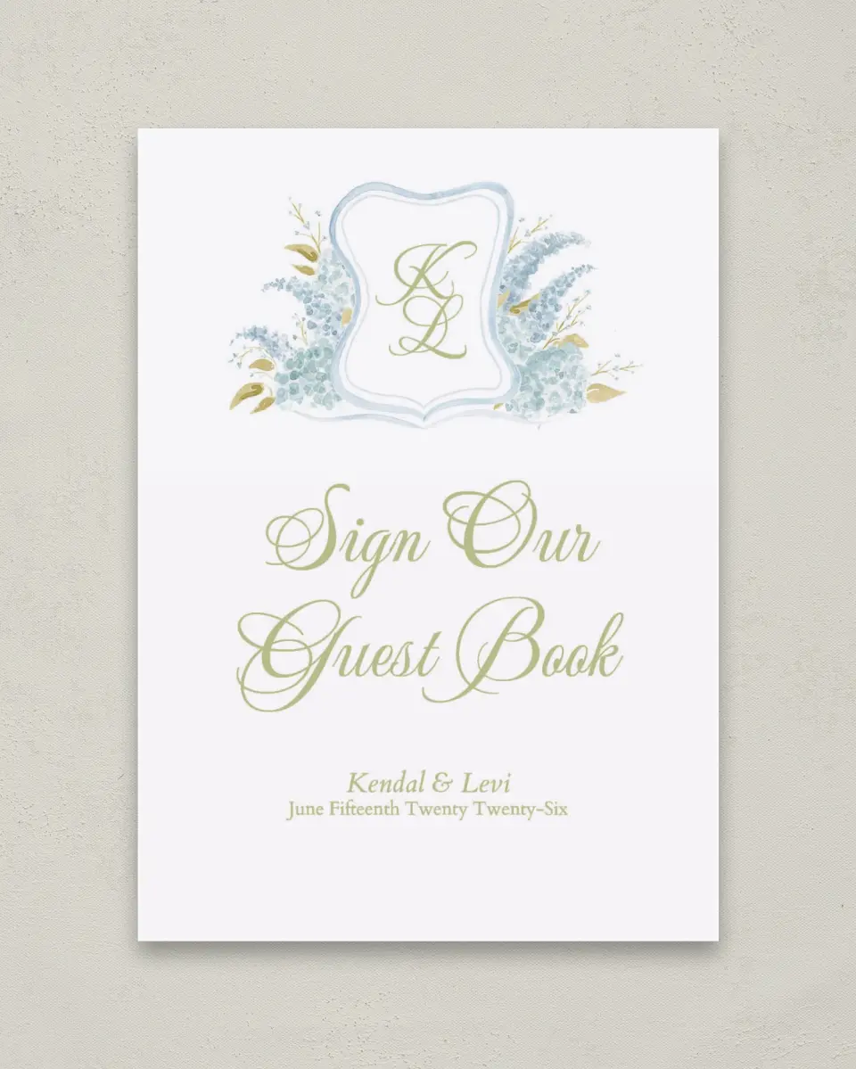 This is a 5" x 7" Guest Book Sign called Southern Belle printed in full color