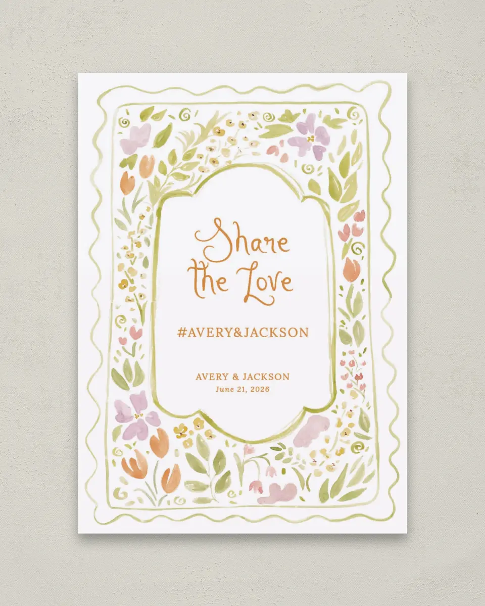 This is a 5" x 7" Share the Love Sign called Floral Whimsy printed in full color