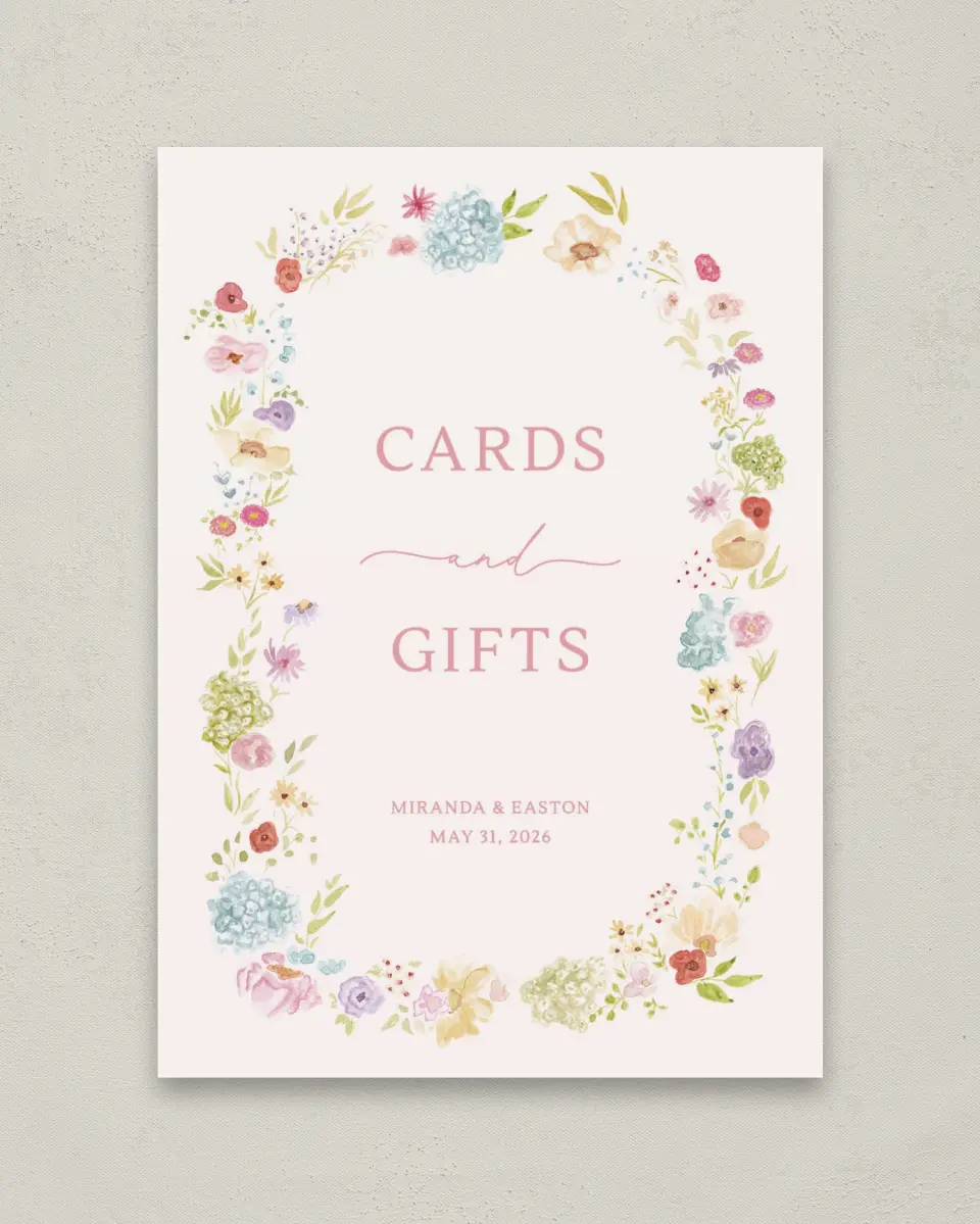 This is a 5" x 7" Cards & Gifts Sign called Dainty Garden printed in full color