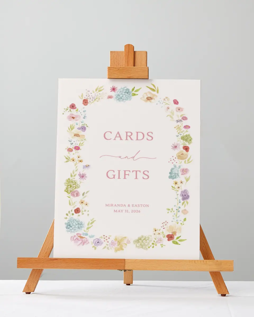 This is a 5" x 7" Cards & Gifts Sign called Dainty Garden printed in full color