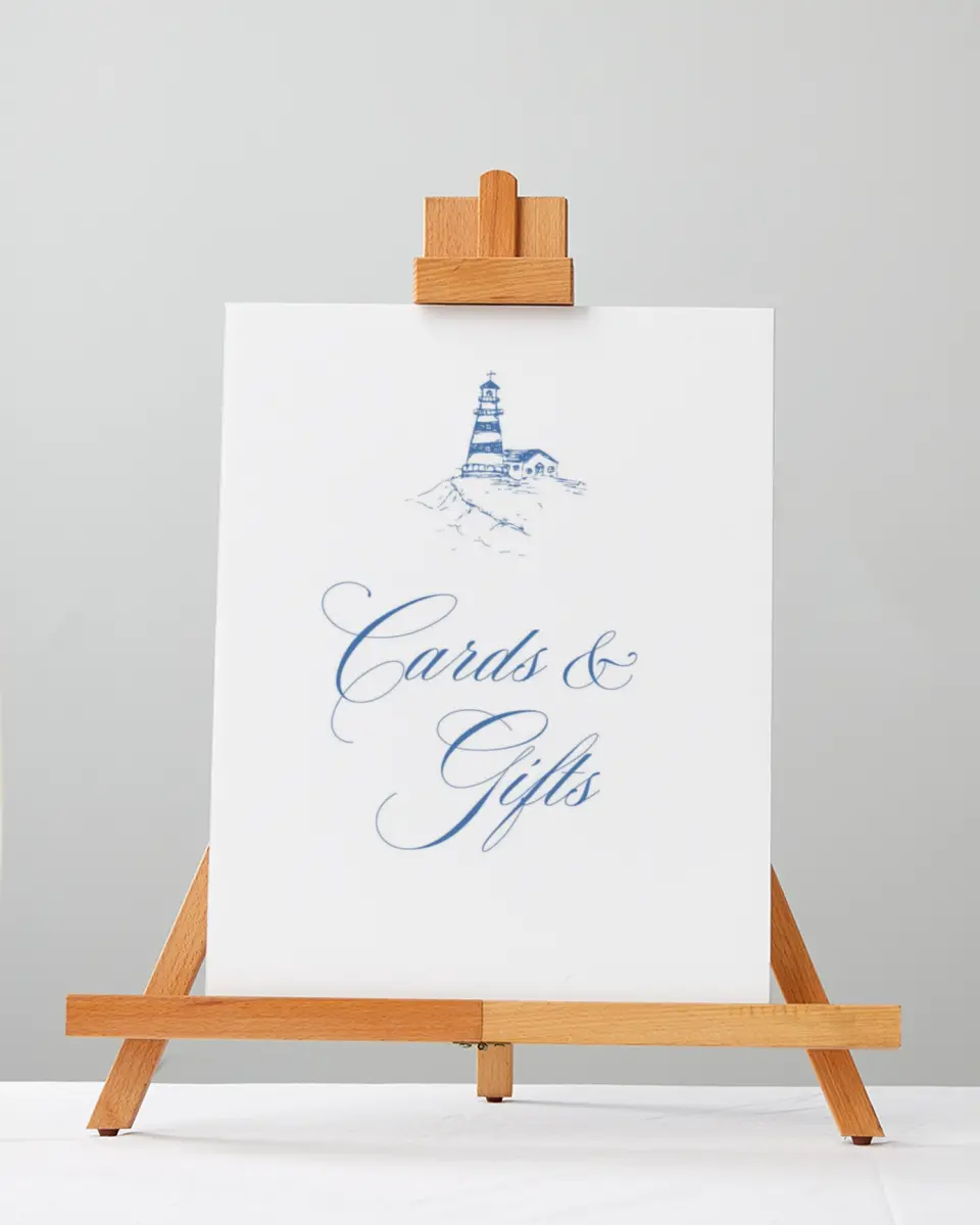 This is a 5" x 7" Cards & Gifts Sign called Bradley printed in full color