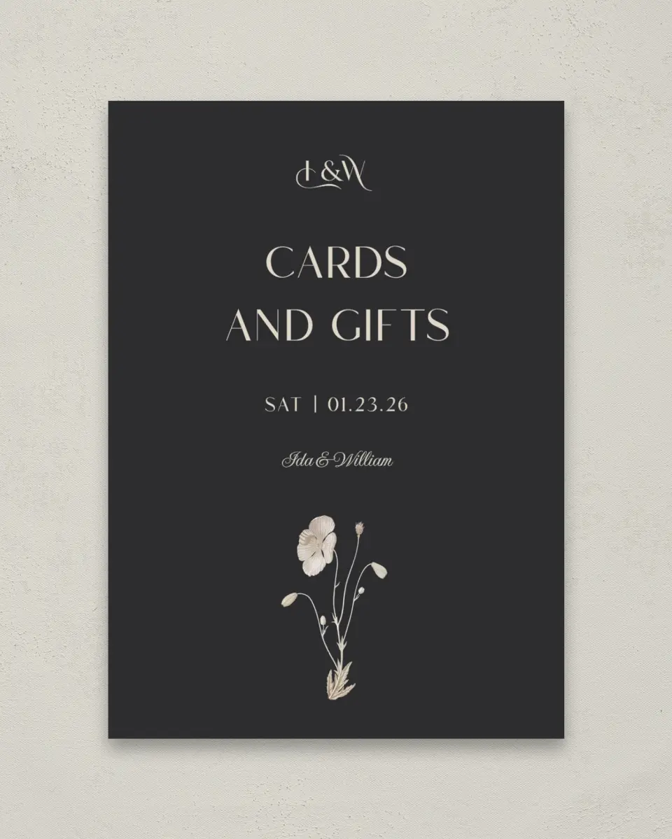This is a 5" x 7" Cards & Gifts Sign called Winter Wildflowers printed in full color