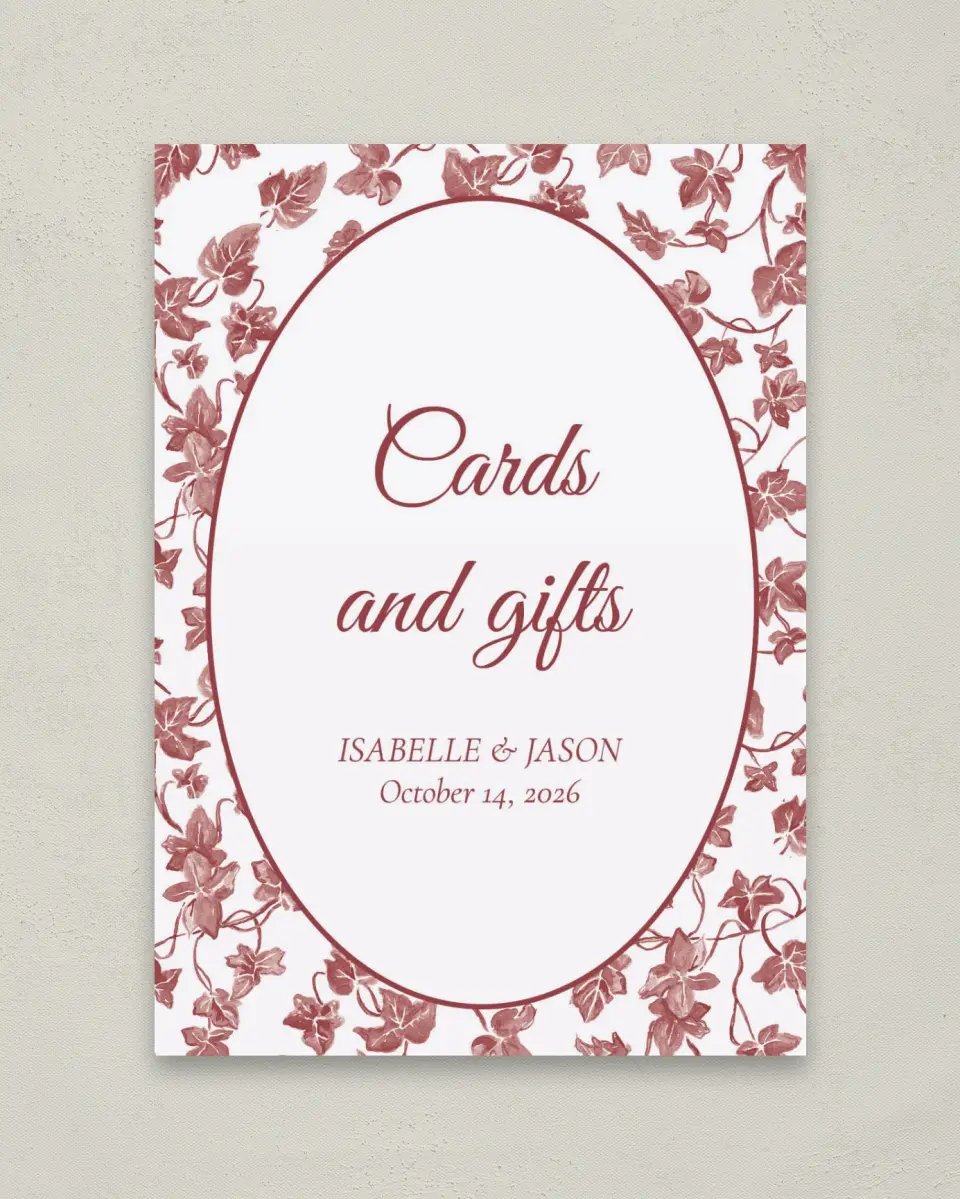 This is a 5" x 7" Cards & Gifts Sign called Elegant Autumn printed in full color