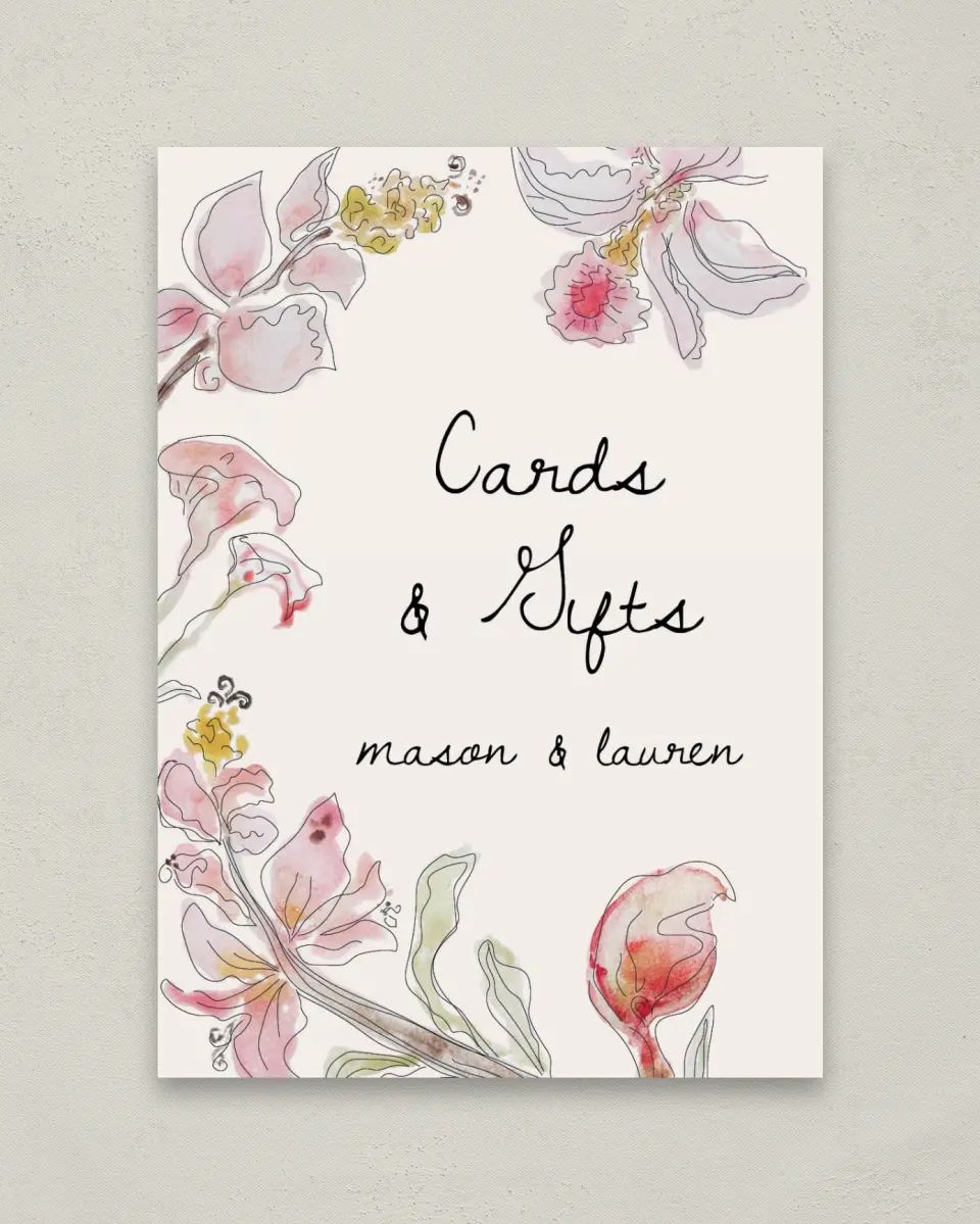 This is a 5" x 7" Cards & Gifts Sign called Forever Bud printed in full color