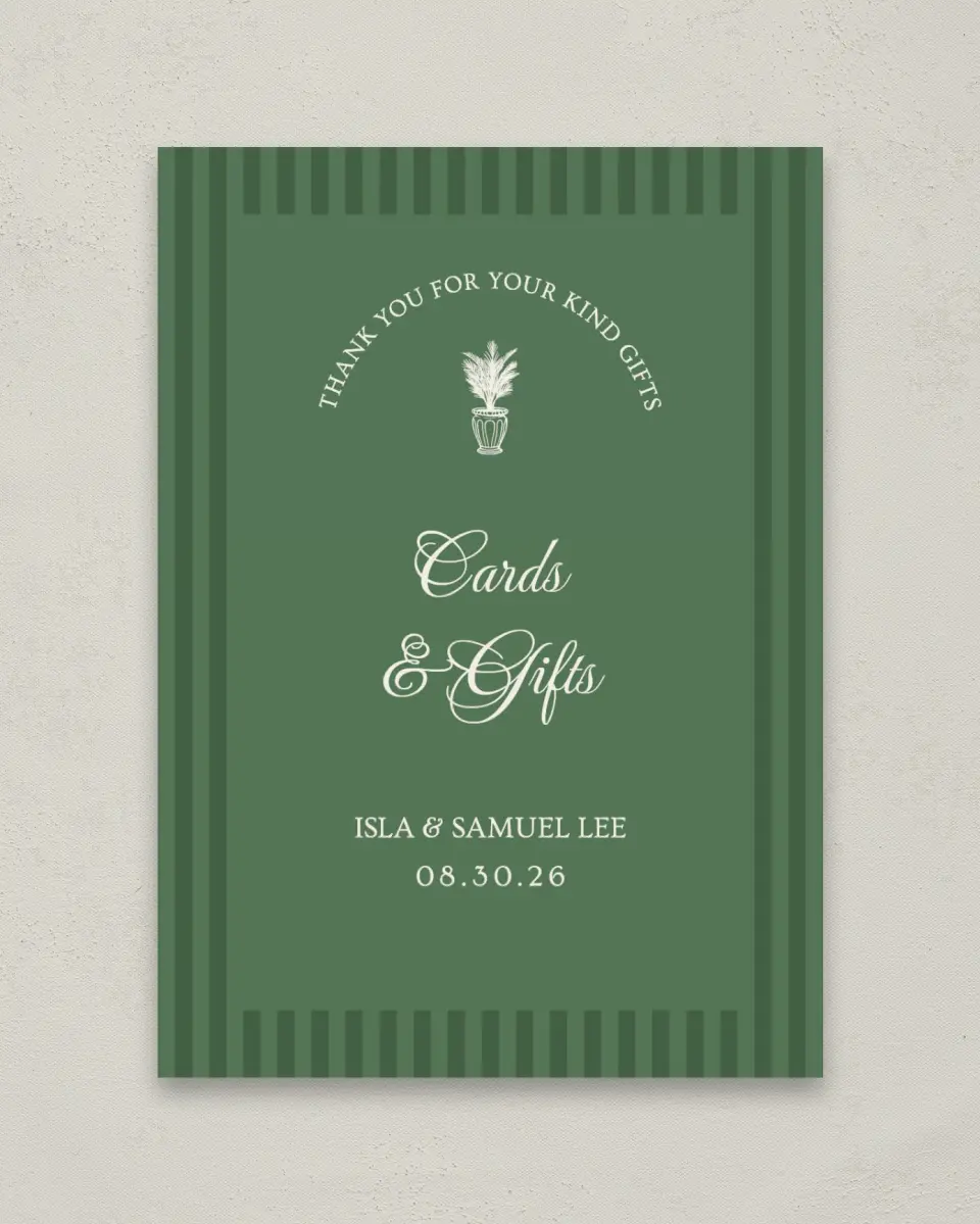 This is a 5" x 7" Cards & Gifts Sign called Warwick printed in full color