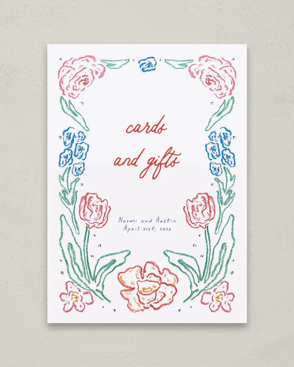 This is a 5" x 7" Cards & Gifts Sign called Whimsy Love printed in full color