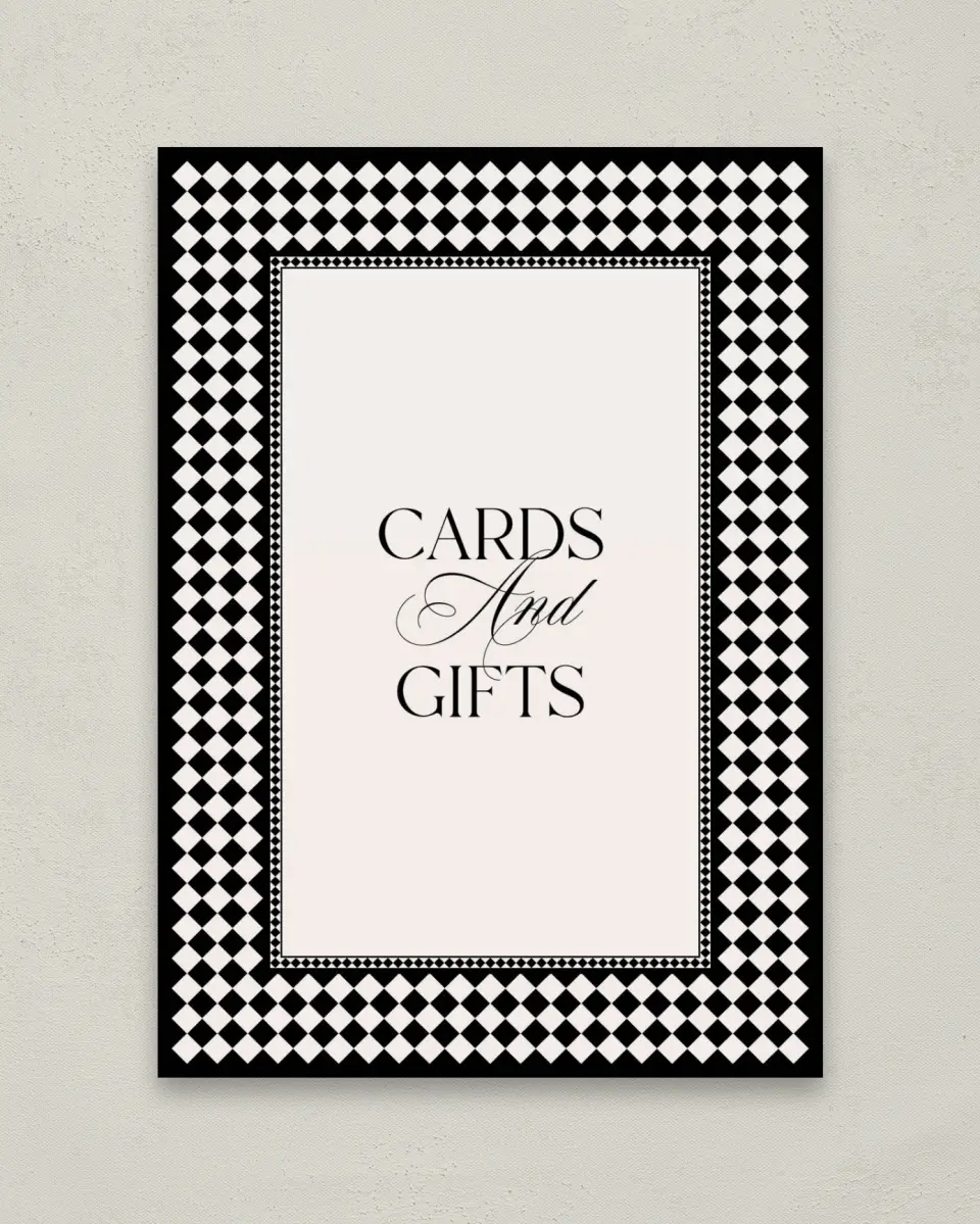 This is a 5" x 7" Cards & Gifts Sign called Greenwich printed in full color