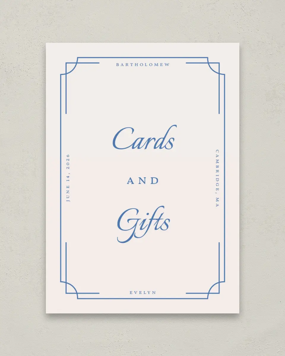 This is a 5" x 7" Cards & Gifts Sign called Cambridge printed in full color