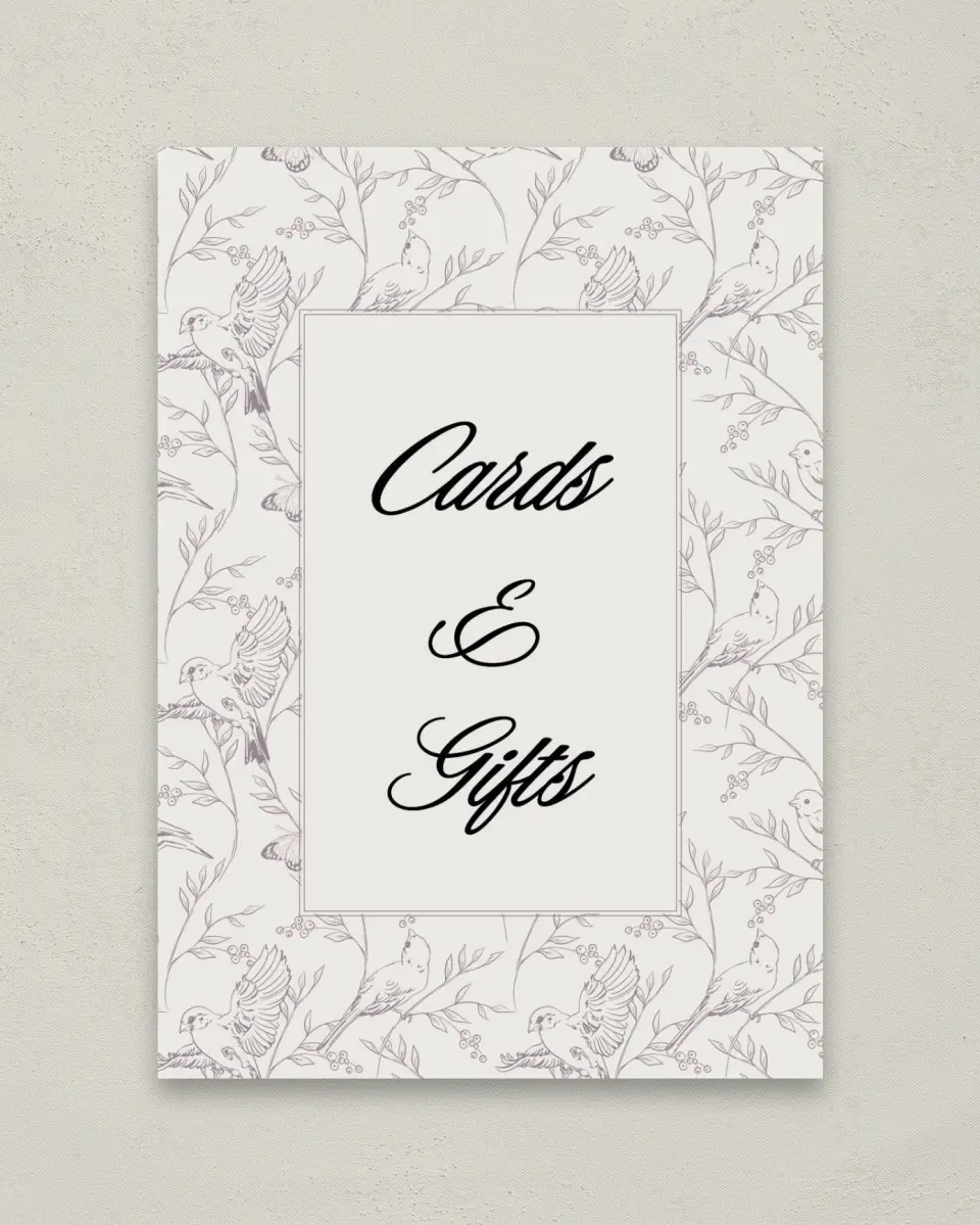 This is a 5" x 7" Cards & Gifts Sign called Charleston printed in full color
