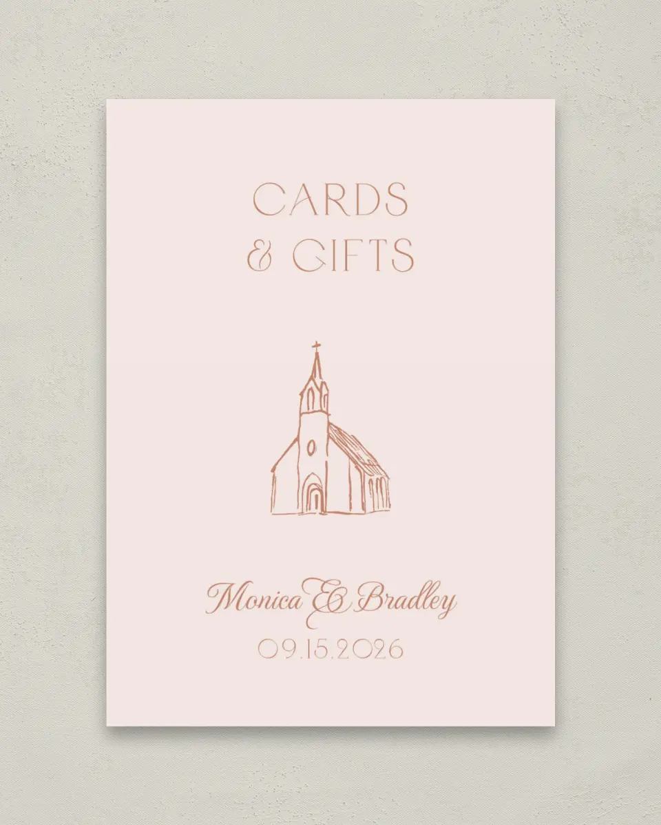 This is a 5" x 7" Cards & Gifts Sign called Bridgetown printed in full color
