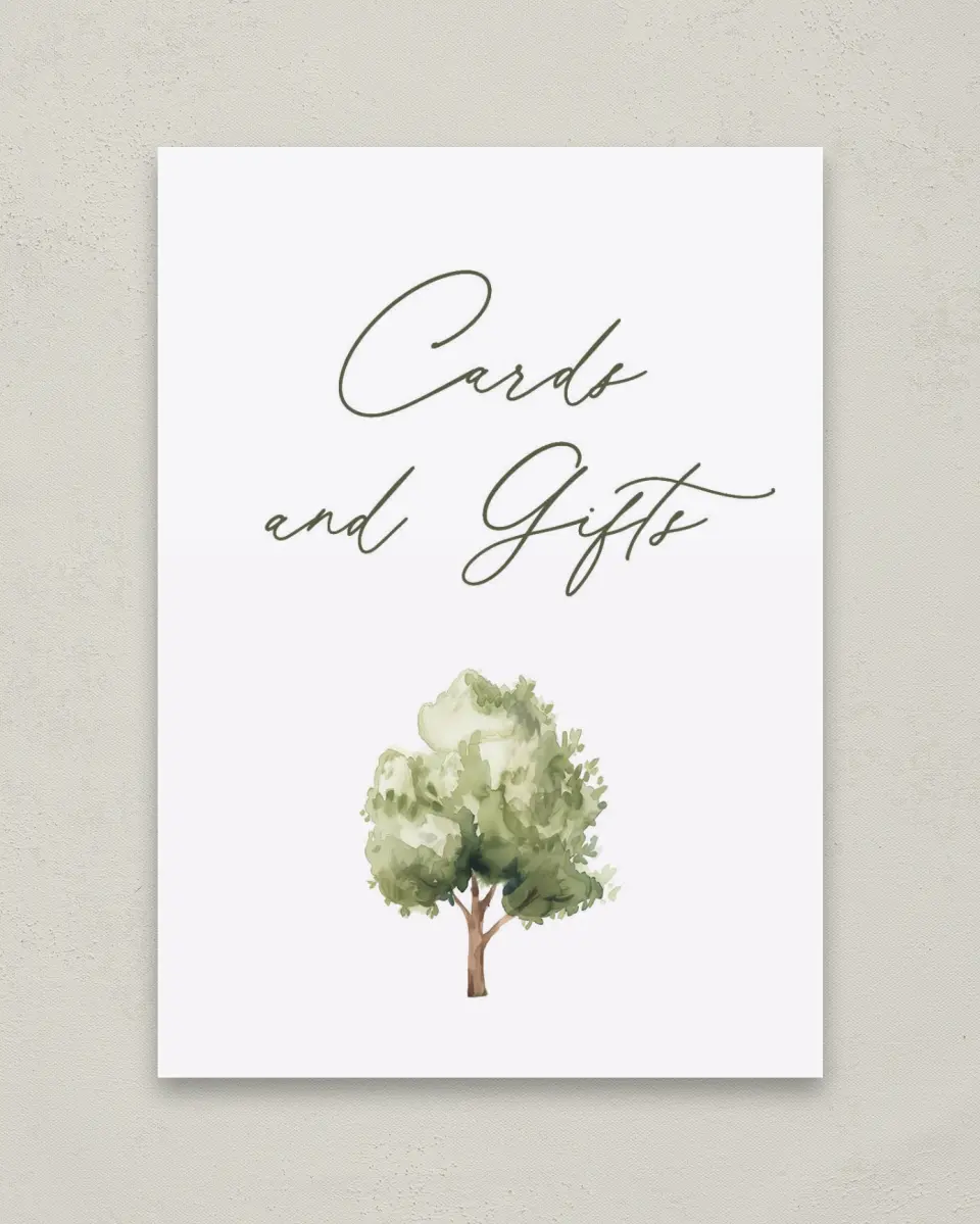 This is a 5" x 7" Cards & Gifts Sign called Willowmere printed in full color